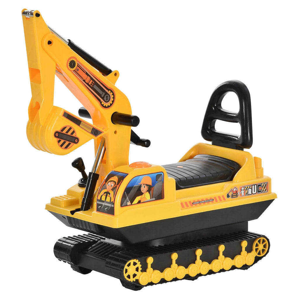 Movable Ride-On Excavator Toy Tractor Digger Scooter Walker for Toddler Pretend Play