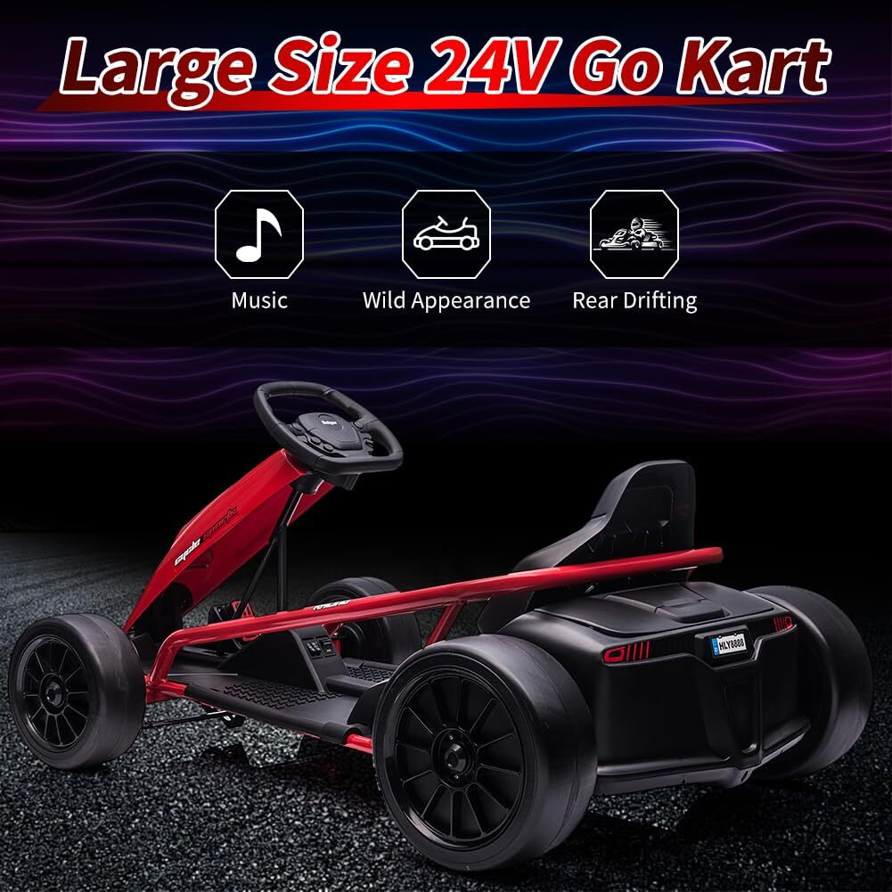24V Electric Ride-On Go-Kart for Kids High-Speed Drifting Car Toy