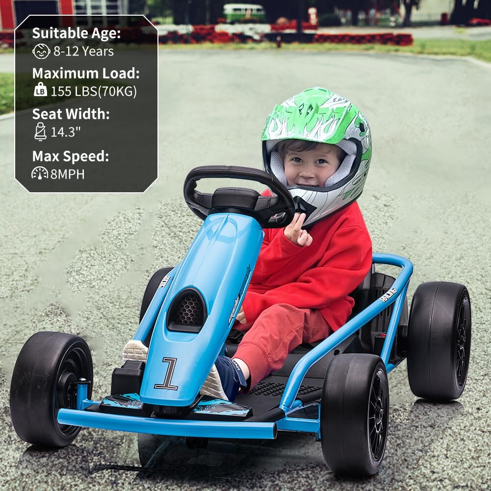 24V Electric Ride-On Go-Kart for Kids High-Speed Drifting Car Toy