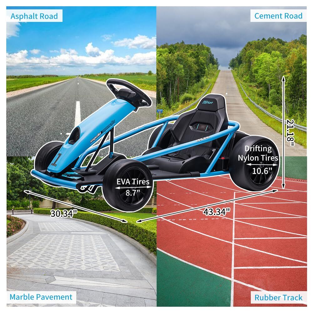 24V Electric Ride-On Go-Kart for Kids High-Speed Drifting Car Toy