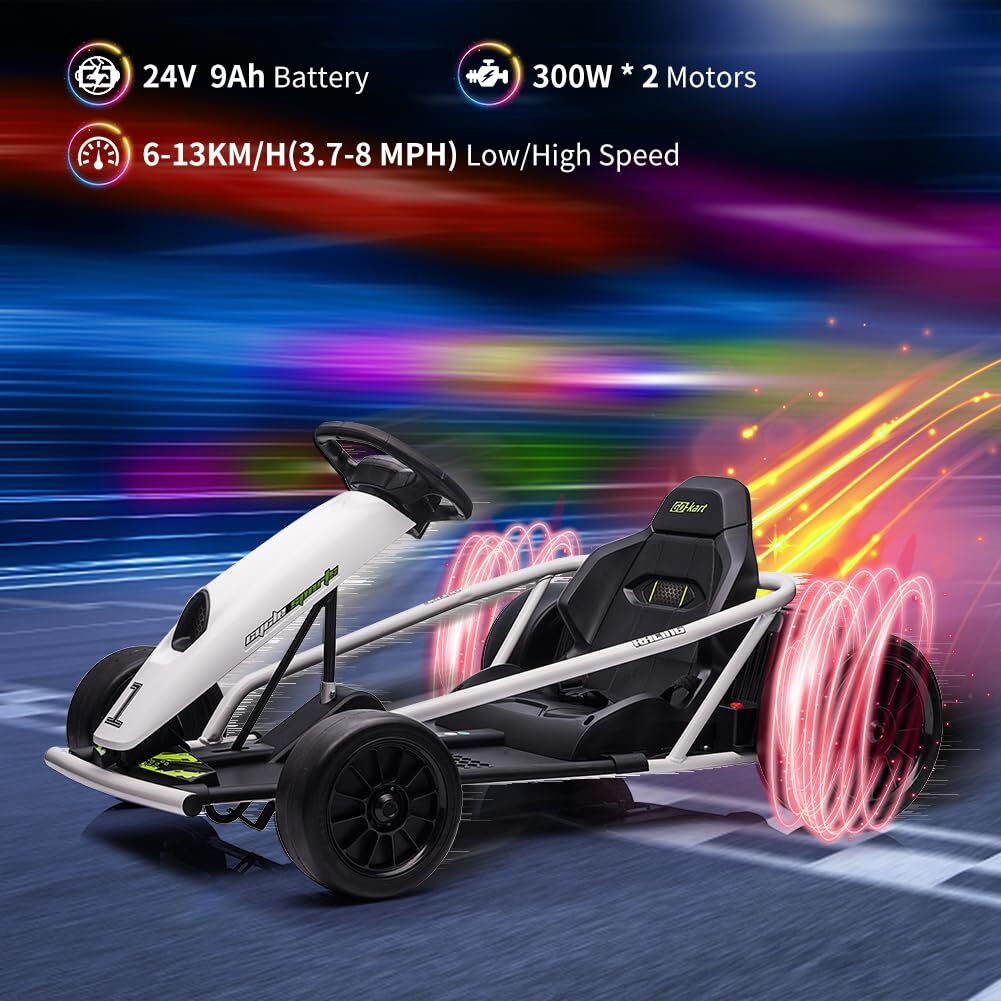 24V Electric Ride-On Go-Kart for Kids High-Speed Drifting Car Toy