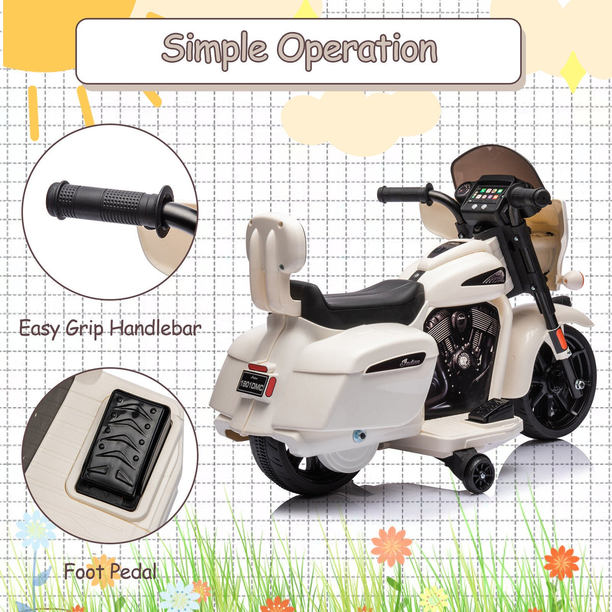 6V Electric Kids Ride-On Dirt Bike with USB AUX Music and Headlight