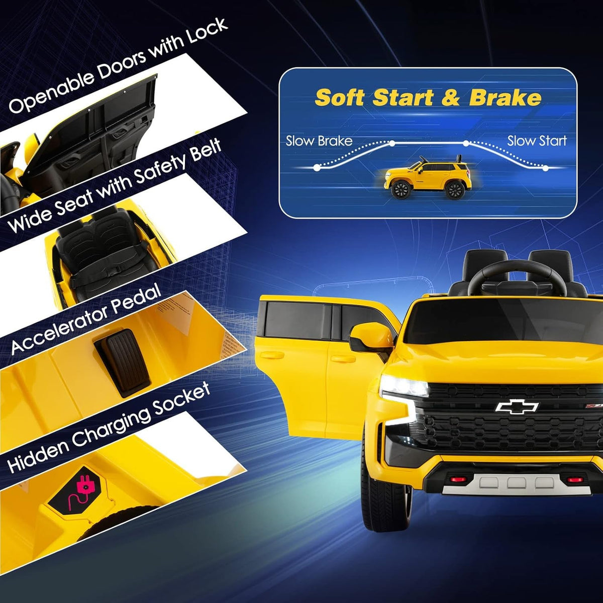 12V Licensed Chevrolet Tahoe Electric Ride-On Truck for Kids