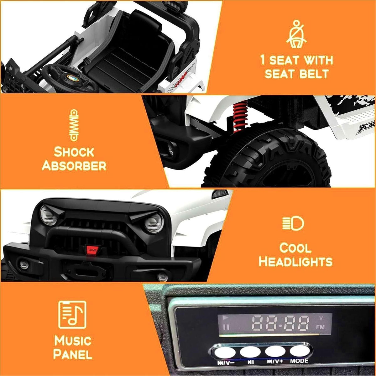 12V Electric Ride-On Truck Car for Kids with Remote Control and Music
