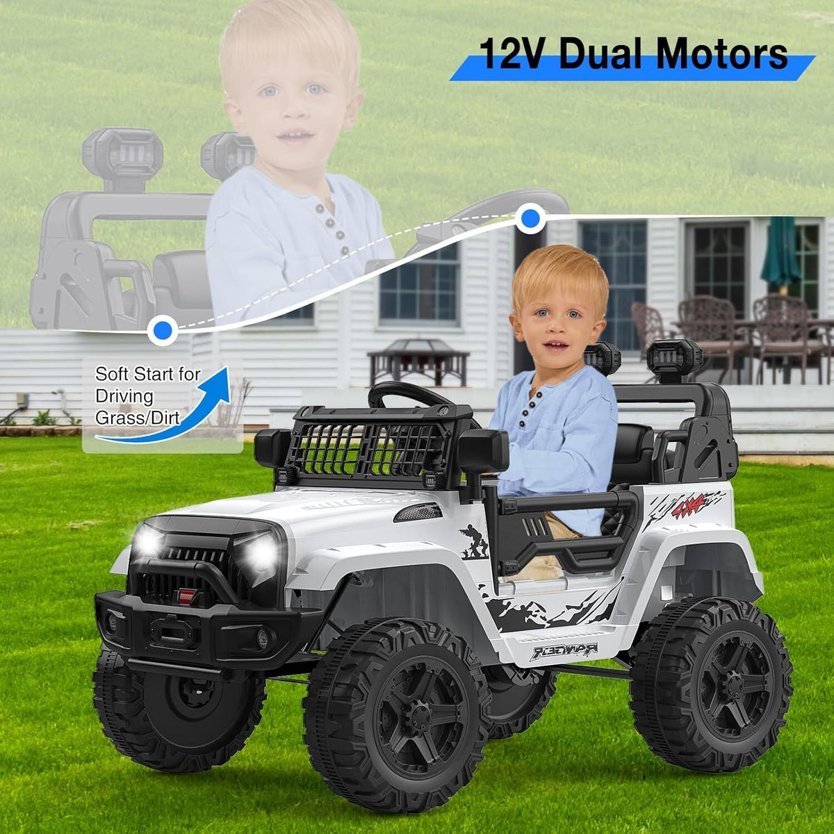 12V Electric Ride-On Truck Car for Kids with Remote Control and Music