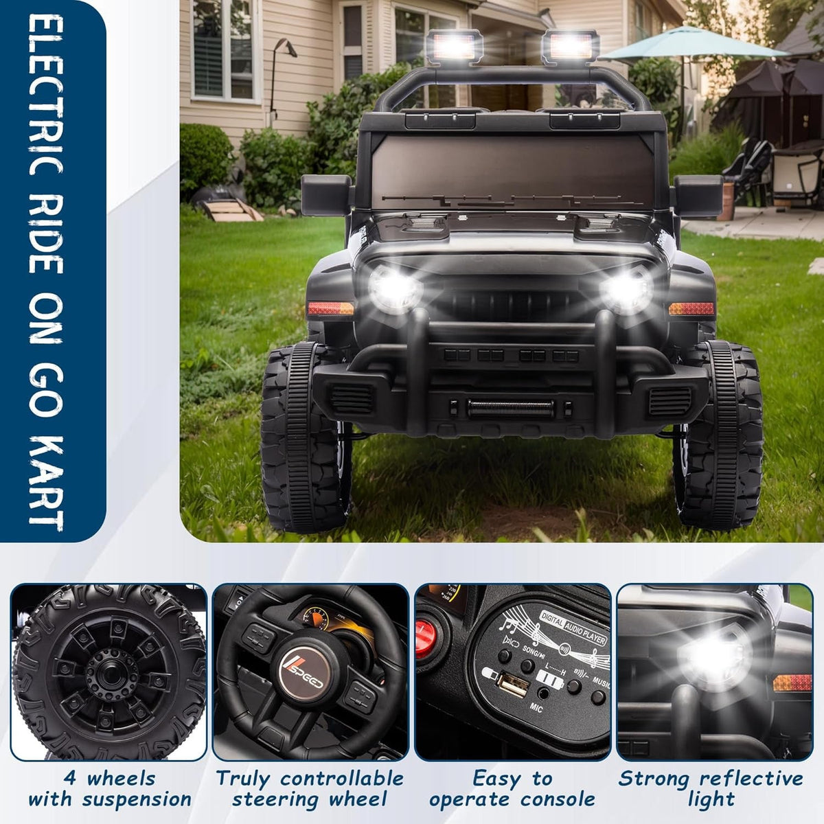 12V Kids Electric Ride-On Truck Car with Parental Remote Control Toy Vehicle
