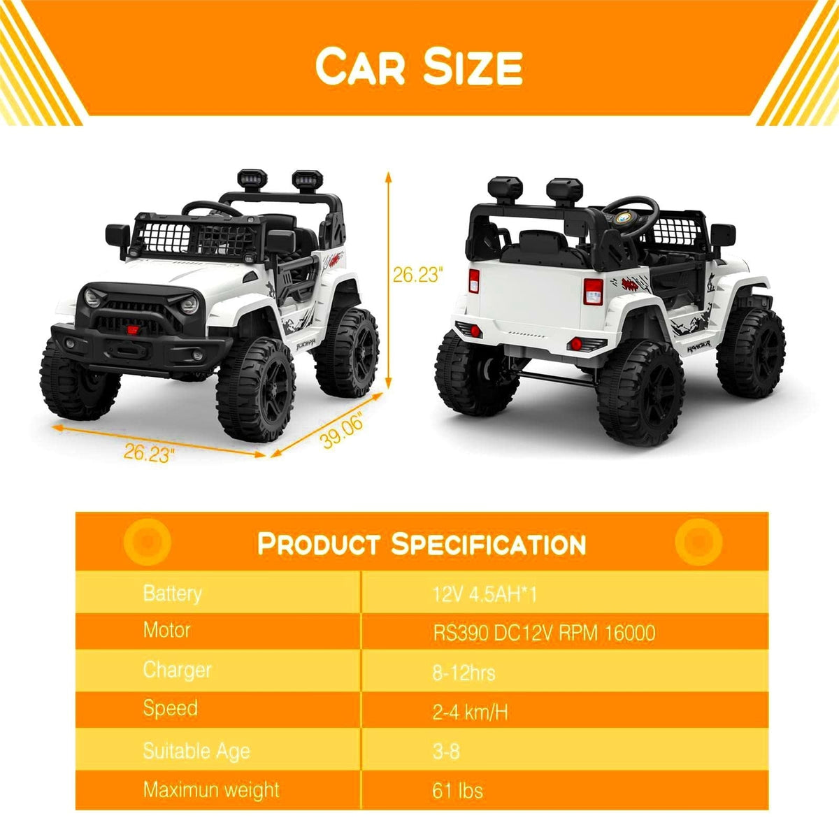 12V Kids Electric Ride-On Truck with Remote Control and Spring Suspension