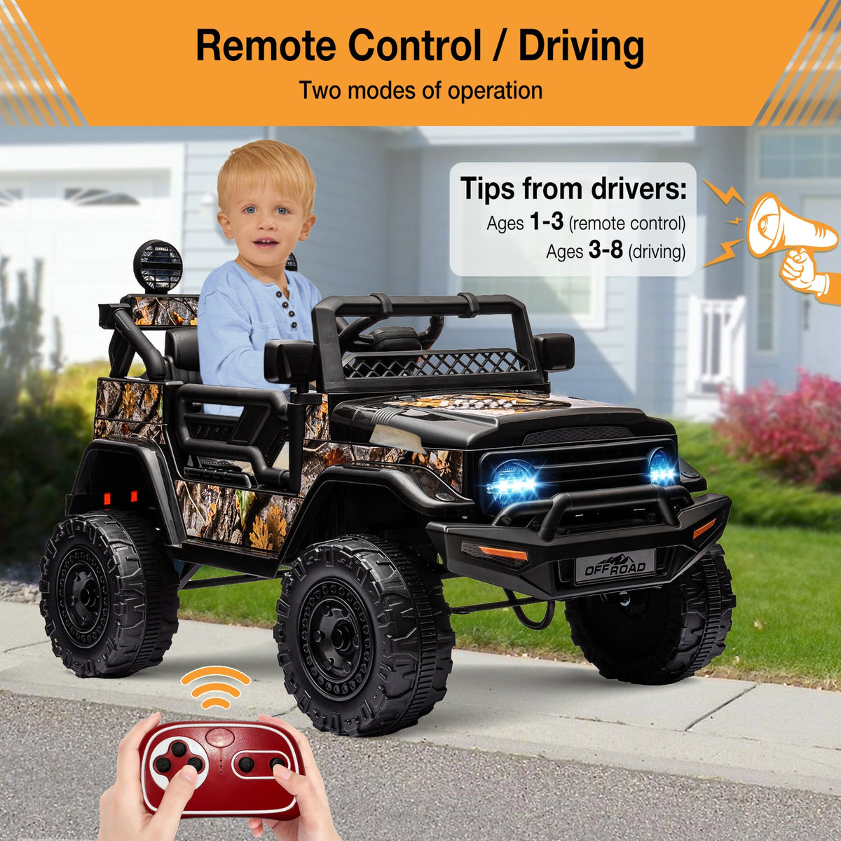 12V Electric Ride-On Truck Car with Parent Remote Control
