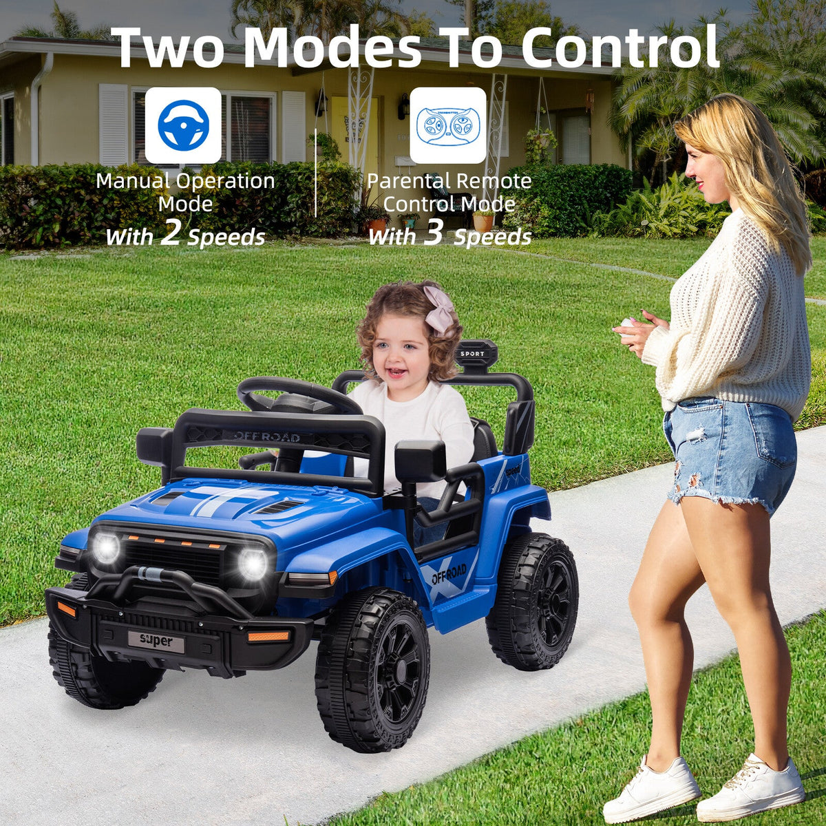 12V Ride-On Truck Car Toy with Parent Remote Control for Kids Ages 3-5