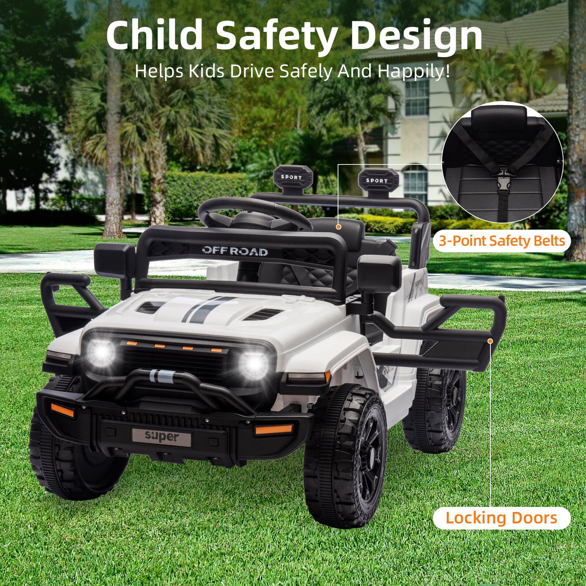12V Ride-On Truck Car Toy with Parent Remote Control for Kids Ages 3-5