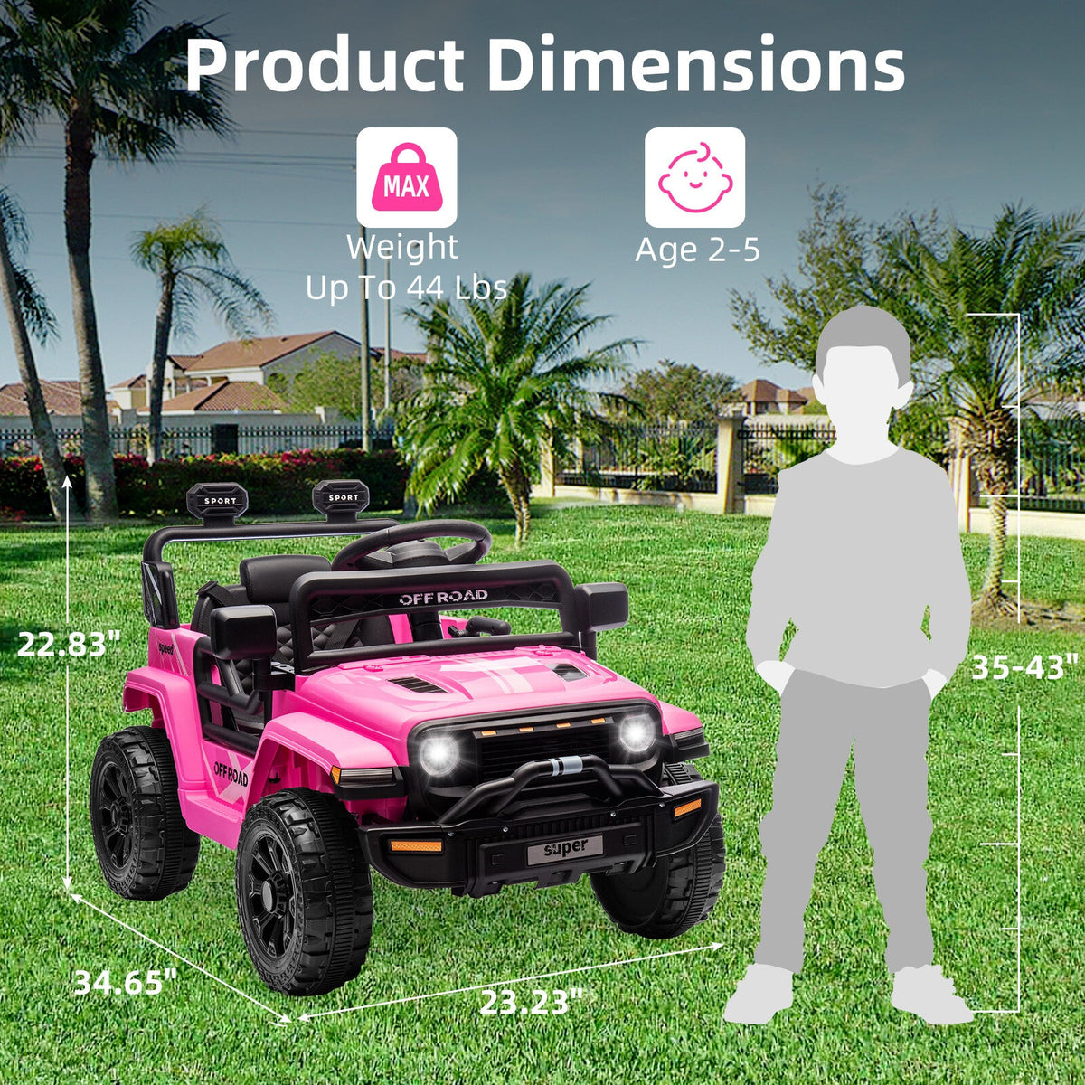 12V Ride-On Truck Car Toy with Parent Remote Control for Kids Ages 3-5
