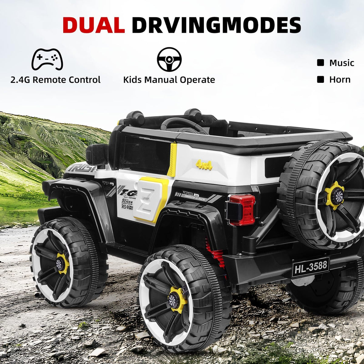 12V Electric Ride-On Truck Car for Kids Ages 3-8 with 7AH Battery