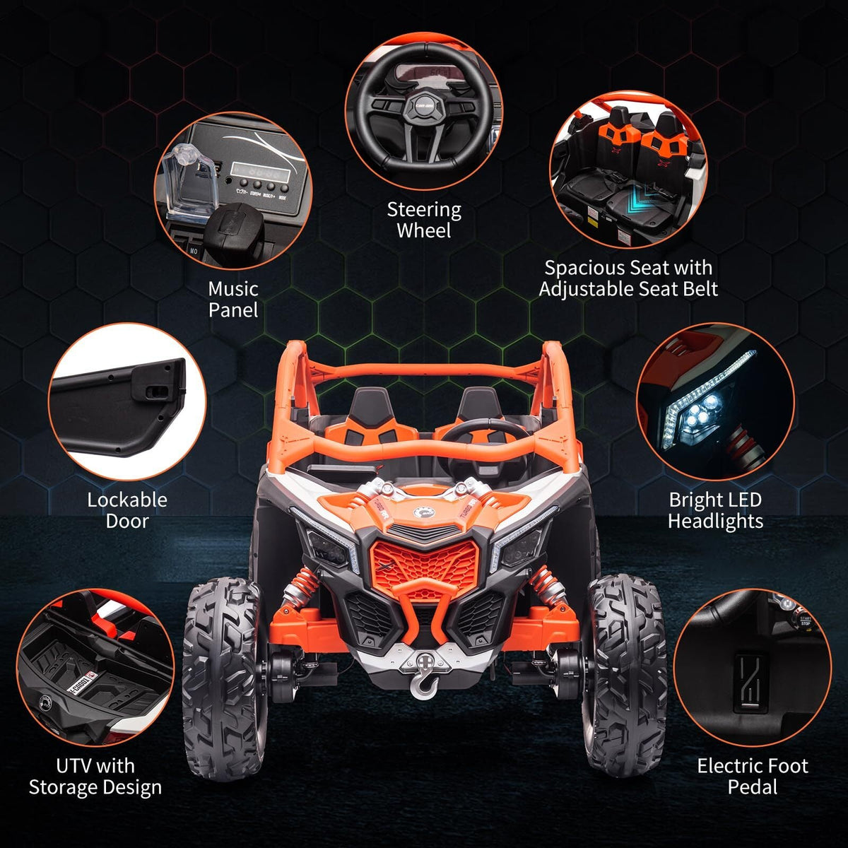 Electric 2-Seater Ride-On UTV Car with 24V 7AH Batteries and 200W Motor Licensed Can-Am Design
