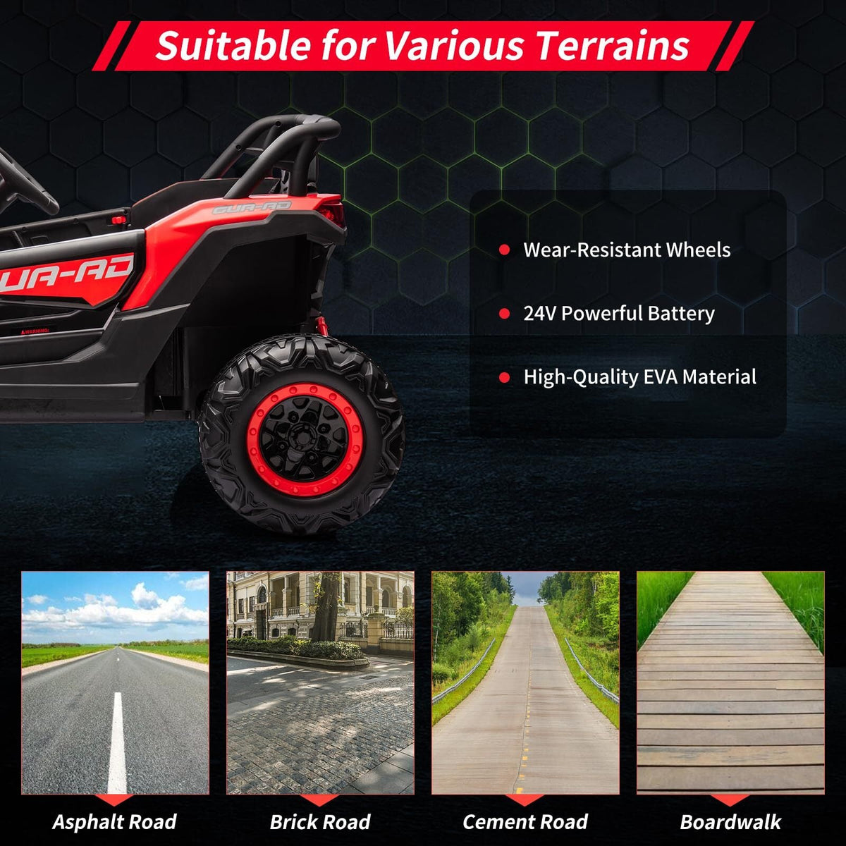 24V Battery-Powered Electric Off-Road UTV Ride-On Car with Remote Control