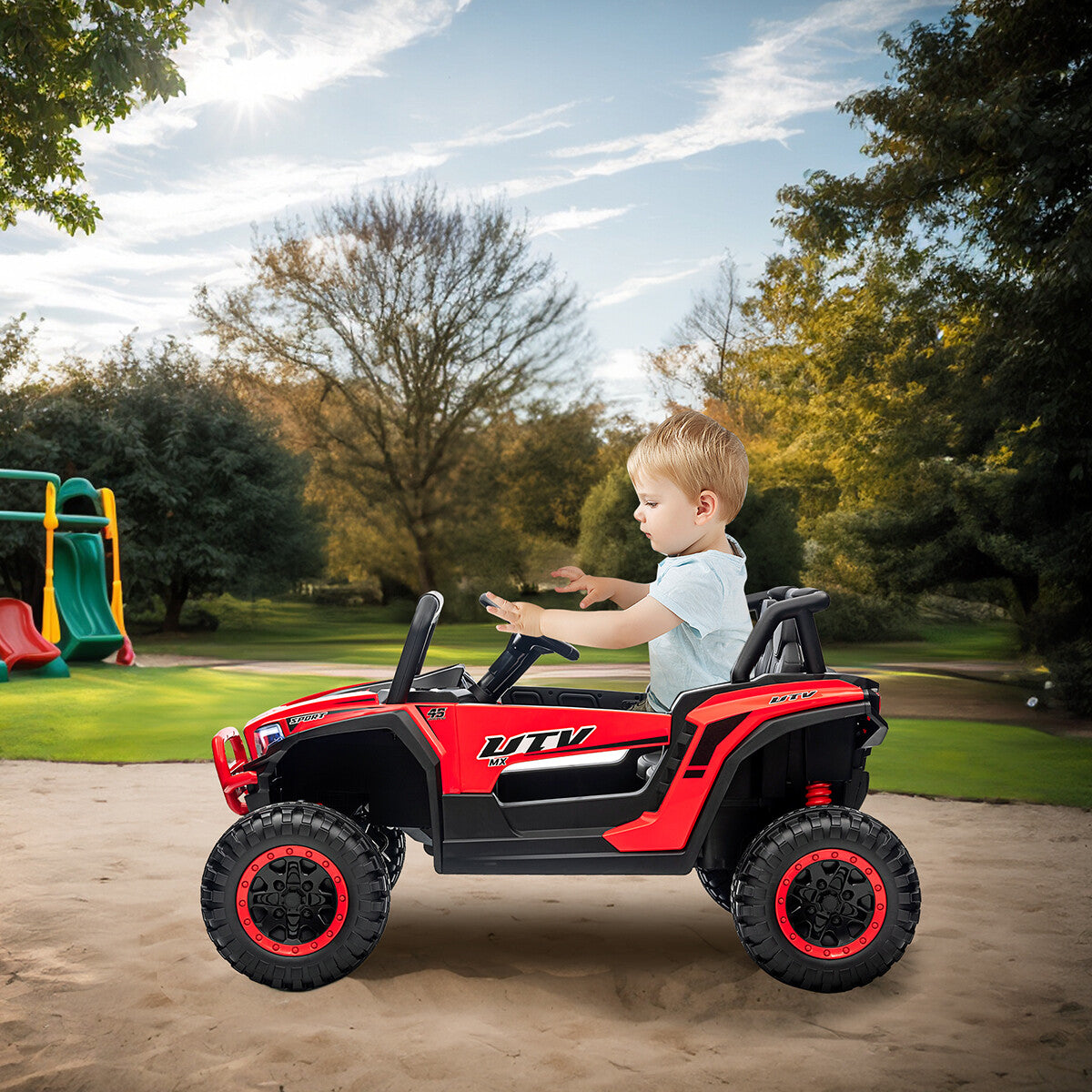 12V Battery-Powered Electric Off-Road UTV Ride-On Vehicle for Kids with Remote Control