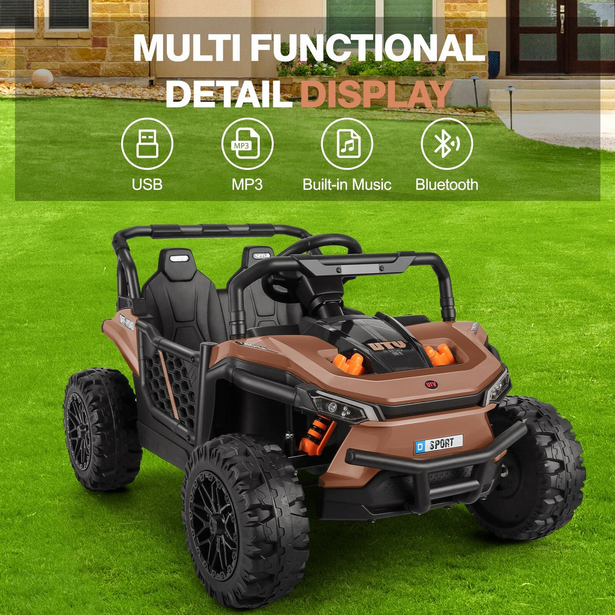12V Battery-Powered Electric Off-Road UTV Ride-On Car for Kids with Remote Control