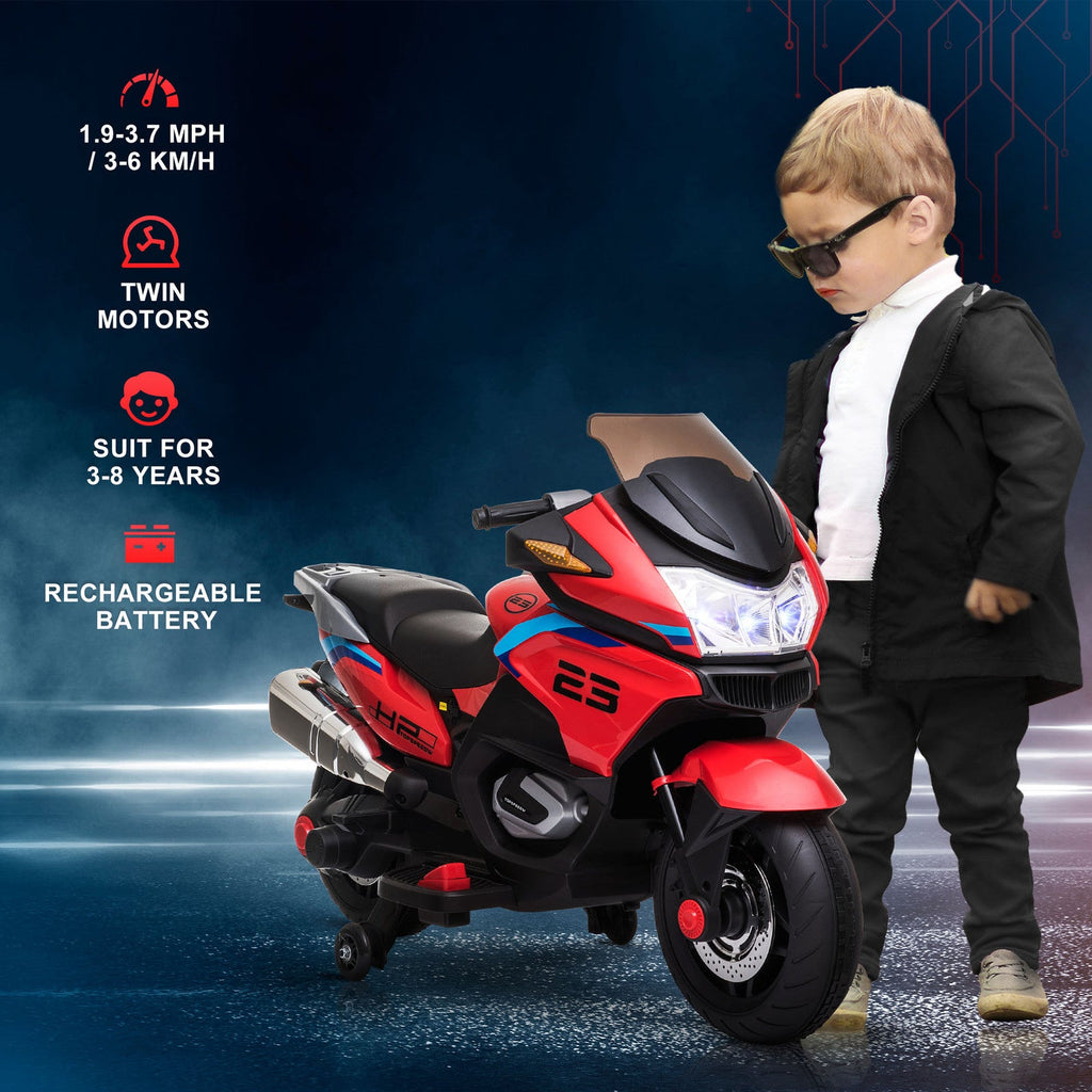Electric Kids Motorcycle with Sound Effects, Lights, and Music – Red