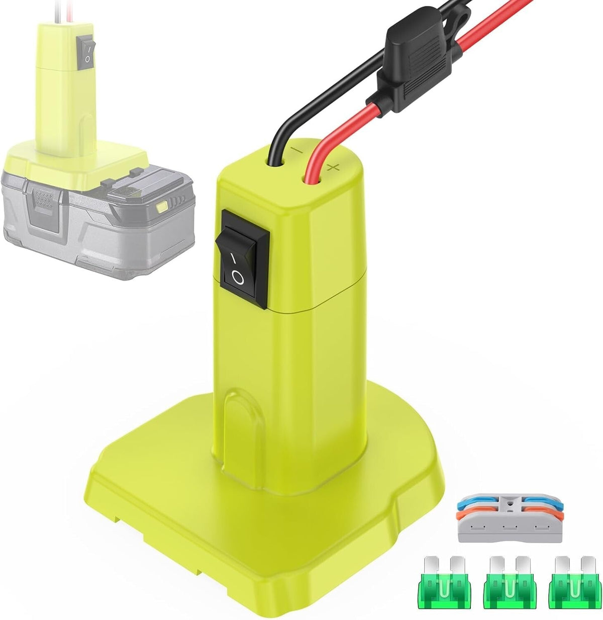 18V Power Wheels Battery Adapter Kit with 30A 12AWG Wire and Switch