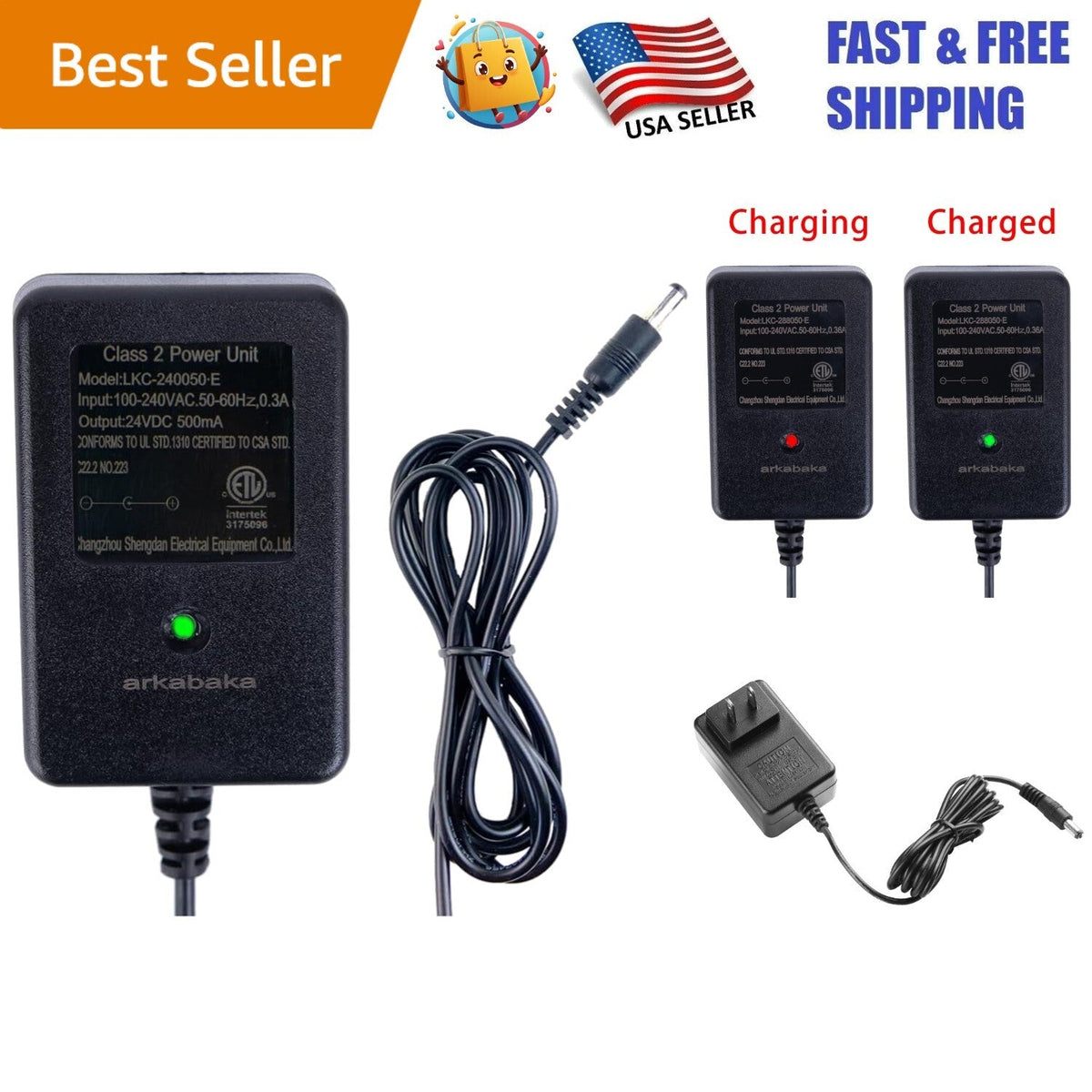 24V Lead Acid Battery Charger for Ride-On Toys with LED Status Indicator